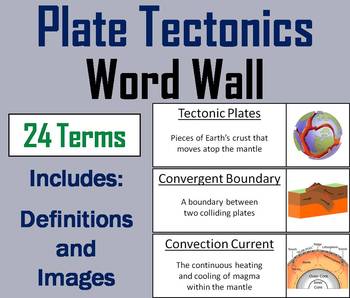 Preview of Continental Drift and Plate Tectonics Word Wall Cards