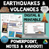 Earthquakes and Volcanoes PowerPoint, Student Notes, & Kahoot