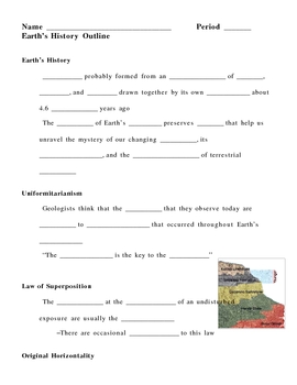 Preview of Earths History Notes Outline Lesson Plan