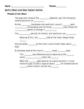 Preview of Earths Moon and Solar System Astronomy Notes Outline Lesson Plan