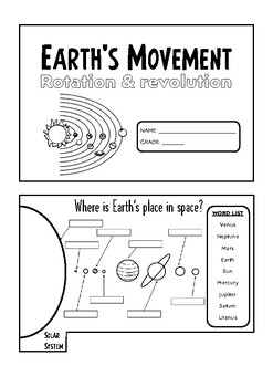 Earths Movement Flipbook Activity (Rotation and Revolution, Space, Science)