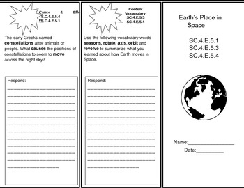 Preview of Earth's Place in Space Trifold