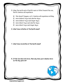 Earth's Rotation and Revolution Quiz by That Teaching Spark | TpT