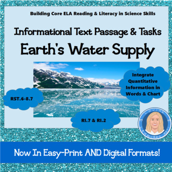 Preview of "Earth's Water Supply" Informational Text Reading Passage & ELA Tasks - FREE