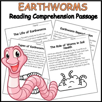 Preview of Earthworms Informational Text Reading Comprehension Worksheet