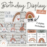 Earthy Boho Rainbow Birthday Display | Editable Neutral Cl