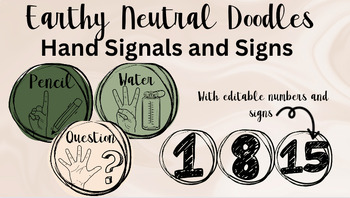 Preview of Earthy Neutral Notebook Doodle-Hand signals and number signs