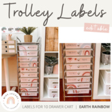 Earthy Rainbow 10 Drawer Cart Labels | Editable Neutral Cl