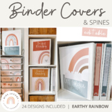 Earthy Rainbow Themed Binder Covers and Spines | Editable