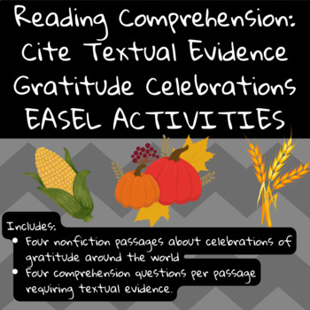 Preview of Easel Activity- Citing Textual Evidence: Thanksgiving Around the World