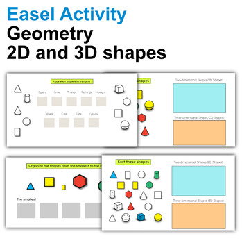 Preview of Easel Activity || Geometry Shapes 2D and 3D Shapes: Circle, Square, Sphere, Cube