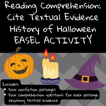 Preview of Easel Activity- History of Halloween- Cite Text Evidence