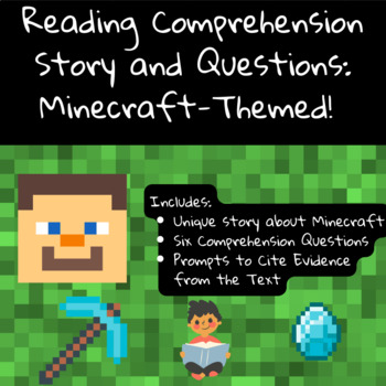 Preview of Easel Activity- Reading Comprehension Story and Questions: Minecraft-Themed!