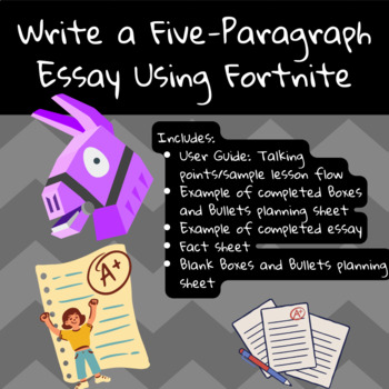 Preview of Easel Activity- Write a Five Paragraph Essay Using Fortnite