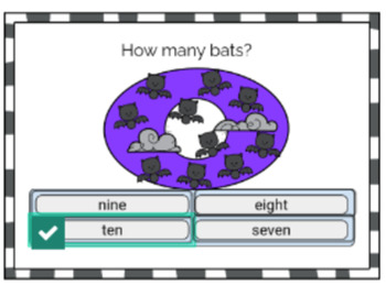 Preview of Easel Self-Checking| Counting Bats | 0-10 Numbers and Number Words-Halloween