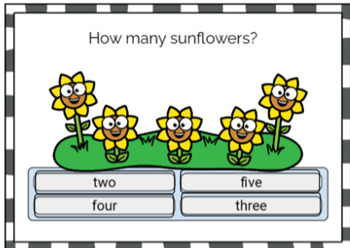 Preview of Easel Self-Checking| Counting Sunflowers | 0-10 Numbers and Number Words