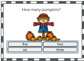 Preview of Easel Self-Checking| How Many? Counting Pumpkins | 0-10 Numbers and Number Words