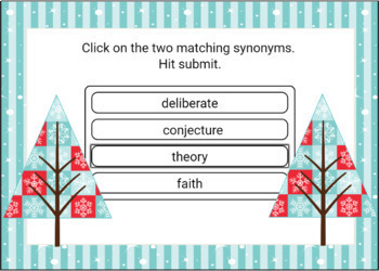 Preview of Easel Self-Checking Matching Synonyms Winter Wonderland Grades 9-12