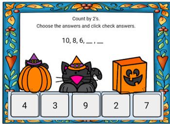 Preview of Easel Self-Checking Skip Counting by 2's, 3's, 4's and 5's -Halloween