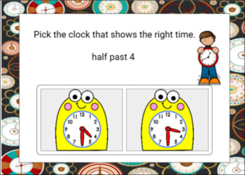 Preview of Easel Self-Checking Telling Time Practice | Hour and Half Hour|