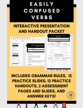 Preview of Easily Confused Verbs Packet & Interactive Presentation