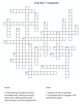 East Asia 1 Crossword by Northeast Education TPT