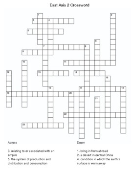 East Asia 2 Crossword by Northeast Education TPT