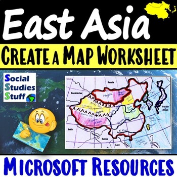 Preview of East Asia Create a Map Worksheet | Absolute & Relative Location Clues | China