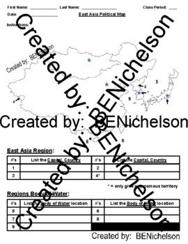 Preview of East Asia Full Fill-In Map (Distance Learning Friendly)