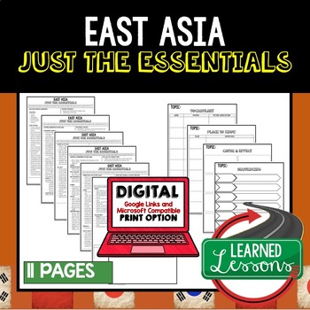Preview of East Asia Geography Outline Notes, Asia Bullet Notes, Unit Review, Test Prep