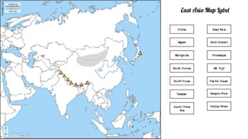 east asia landforms map