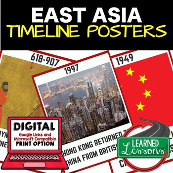 Preview of East Asia Timeline Posters and Activity Pages Print and Google