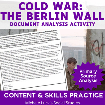 Preview of East Germany Berlin Wall Account Cold War Primary Source Analysis Activity