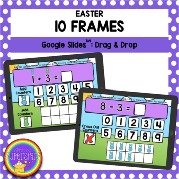 Preview of Easter 10 Frame Addition & Subtraction - Google Slides Activities