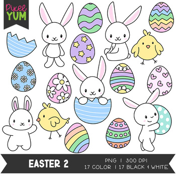 Easter 2 Clipart - Bunnies & Chicks Clip Art - Commercial Use OK by ...