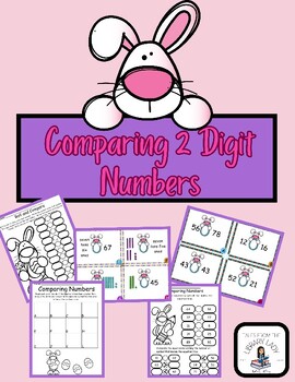 Preview of Easter 2 Digit Number Compare/Greater Than/Less Than/ Center/Task Cards/Workshee