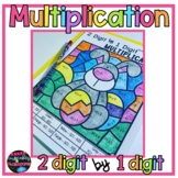 2 Digit by 1 Digit Multiplication Color By Number   Spring