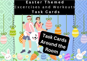 Preview of Easter 20 Themed Exercise Task Cards | Activity | Centers | PE | Physical Ed