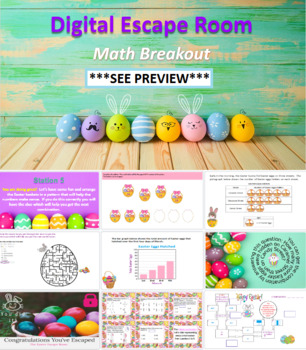 Preview of Easter 2nd 3rd Grade Math DIGITAL Escape Room Breakout Fun Activity