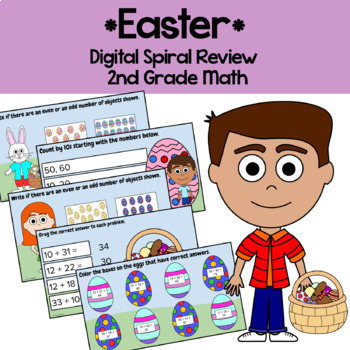 Preview of Easter 2nd Grade Addition Subtraction Google Slides | Math Facts Fluency