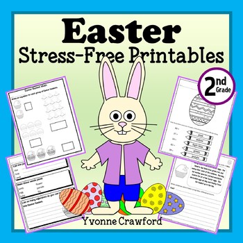 Preview of Easter 2nd Grade NO PREP Printables | Math & Literacy Worksheets | Spiral Review