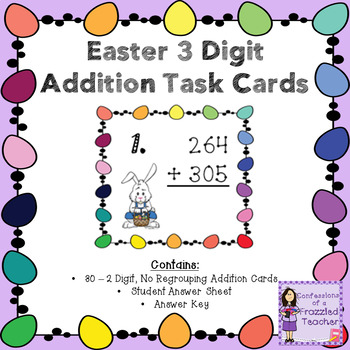 Preview of Easter 3 Digit, No Regrouping Addition Task Cards