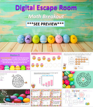 Preview of Easter 4th 5th Grade Math DIGITAL Escape Room Breakout Activity