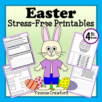 Preview of Easter 4th Grade NO PREP Printables | Math & Literacy Worksheets | Spiral Review