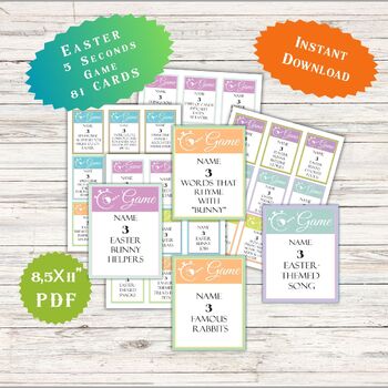 Preview of Easter 5 Second Game, Printable, Spring, Activity For Kids and Adults, Classroom