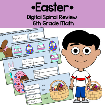 Preview of Easter 6th Grade Decimals Multiplication Google Slides | Math Facts Fluency