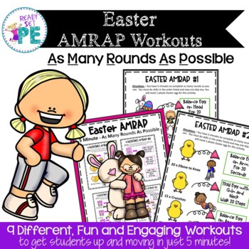 Preview of Easter AMRAP Spring Warm Up for PE, Brain Breaks & Active Classrooms