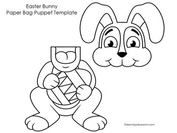 Easter bunny paper bag puppet template