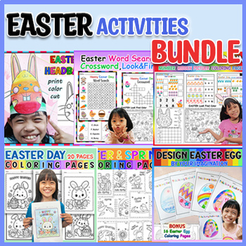Preview of Easter Activities Bundle | Numbers, Addition, Subtraction, Coloring, Word Search