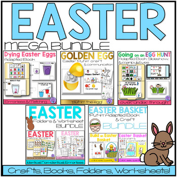 Preview of Easter Activities Crafts, Adapted Books, Worksheets, Folders BUNDLE SPED Speech